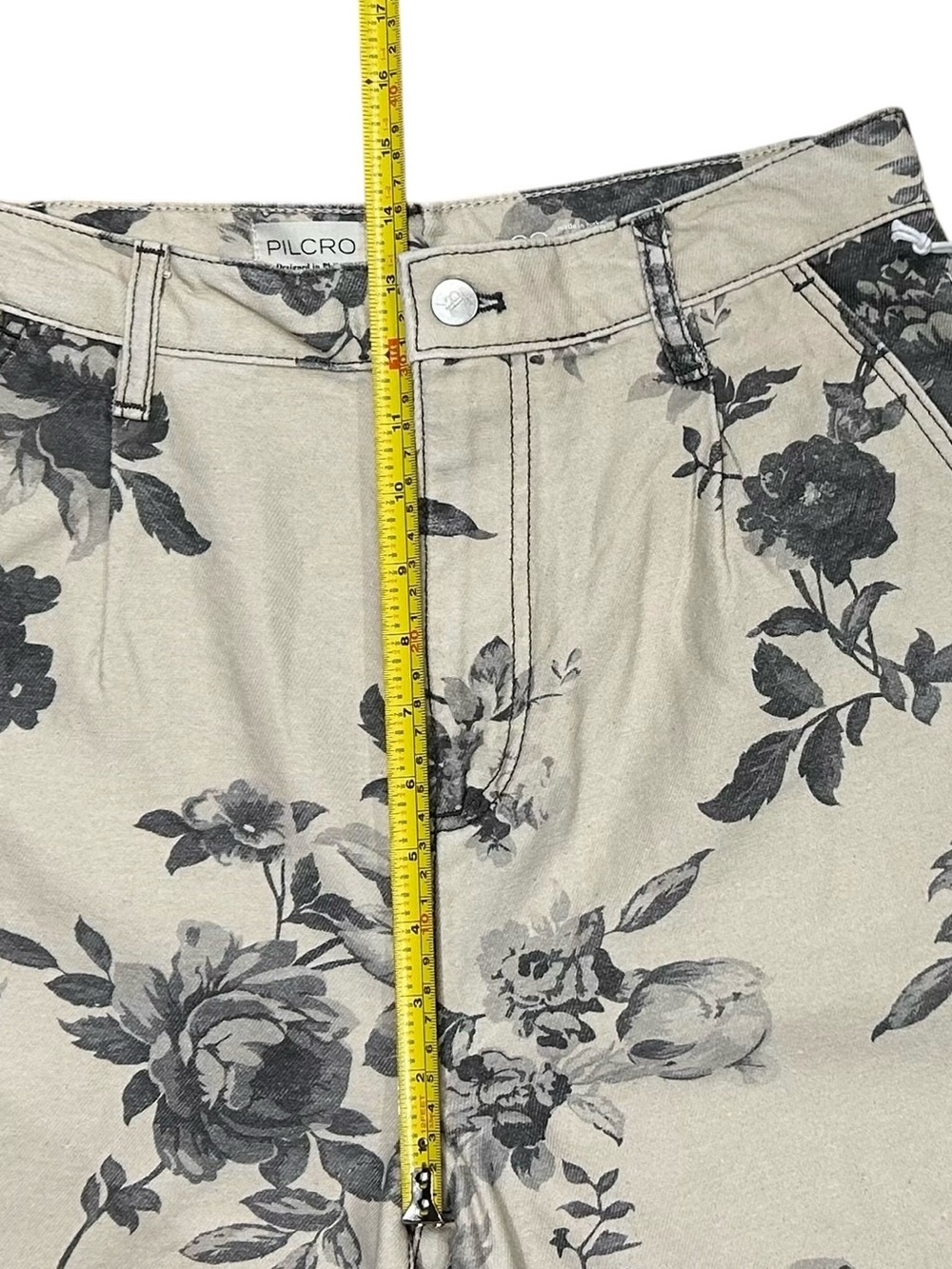 Pilcro Sz 29 Leon Dble Hem High-Rise Wide-Leg Cuffed Jeans Floral Anthropologie。 - Picture 8 of 10